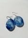 My beautiful blue galaxy abstraction effect epoxy resin 2 shapes earrings jewel hooks