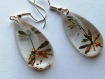 My beautiful natural flowers with golden glitter  teardrop epoxy resin earrings jewel hooks