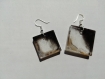 My beautiful dark white and golden galaxy abstraction effect square epoxy resin 2 shapes earrings jewel hooks