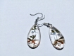 My beautiful natural flowers with golden glitter  teardrop epoxy resin earrings jewel hooks