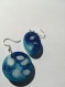 My beautiful blue galaxy abstraction effect epoxy resin 2 shapes earrings jewel hooks