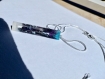 My beautiful blue purple & white etheral twirl galaxy abstraction epoxy resin silver necklace pendant jewel