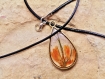 My beautiful wandering flowers composition orange epoxy handmade necklace pendant leather
