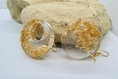 Boucles d'oreille epoxy éclats de feuilles d'or
