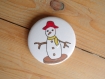 Badge de noël 58 mm miroir ou aimant bonhomme de neige