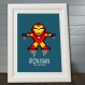 3 affiches superhéros, spiderman, batman, iron man, décoration garçon, chambre enfant, poster coloré