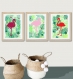 3 affiches flamants roses, exotic, tropical, triptyque