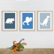 3 affiches dinosaure bleu, 20 x 30 cm, décoration de chambre de garçon, dinos, diplodocus, cadeau garçon