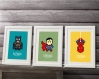 3 affiches super heros pour décoration murale, batman, superman, spiderman; chambre enfant, salle de jeux, cadre