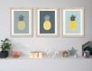 3 affiches ananas gris jaune, style scandinave
