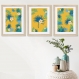 3 affiches jaunes avec motif végétal, décoration, salon, exotic, jungle