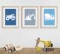 6 affiches tracteurs et engins de chantier pour enfant, décoration chambre garçon, 20 x 30 cm