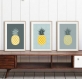 3 affiches ananas gris jaune, style scandinave