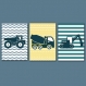6 affiches tracteurs et engins de chantier pour enfant, rayé, décoration garçon, chambre enfant, cadeau garçon