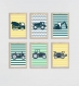 6 affiches tracteurs et engins de chantier pour enfant, rayé, décoration garçon, chambre enfant, cadeau garçon