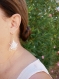 Boucles d'oreille pendantes bouquet fleurs blanches