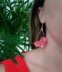 Boucles d'oreilles goutte en fleurs rouges