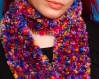 Echarpe  laine acrylique multi couleur / arc en ciel / bleu / rouge / jaune / rose / orange