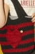 Sac femme en laine acrylique noire / rouge foncé / bordeaux 38 x 34 cm- doublure synthétique 