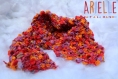 Echarpe laine chenille orange-rouge-mauve enfants 6mois à 2ans
