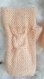 Mitaine en laine acrylique orange  t 4/10 ans motif petite chouette yeux en perle