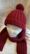 Ensemble bonnet-écharpe adolescent laine bordeaux acrylique