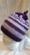 Bonnet enfant t 4/8 ans colori violet et mauve laine acrylique