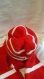 Ensemble bonnet et écharpe pour enfants t2/3 ans, laine acrylique rouge et blanche