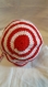 Bonnet pour enfant rouge et blanc fait au crochet t4/6 ans laine acrylique 