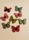 5 boutons bois papillons 2 trous  pour scrapbooking, fleur, nature, jardin, insecte, brads, embellissement, décor, die cut