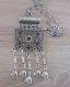 16 - collier argenté tombant du soleil et de la grenade, collier arménien, collier pendant arménien avec des pierres de grenade