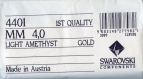 4401 4 la *** 20 strass swarovski vintage carrés 4mm light amethyst