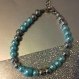 Bracelet perles nacrés bleu ciel et métal argent