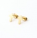 1 paire de puces croix 9x6mm doré ou argenté boucles d'oreilles acier inoxydable hypoallergénique