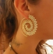 1 paire de boucles d'oreilles ethnique fleurs spirales doré ou argenté sans nickel