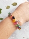 Bracelet de perles multicolores ajustable avec charms et breloque (clé, étoile et cœur)