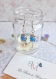 Boucles d'oreilles pendantes avec perles bleues en verre, charms goutte et calottes tibétaines