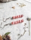 Boucles d'oreilles pendantes, perles roses et calottes argentées