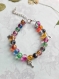Bracelet de perles multicolores ajustable avec charms et breloque (clé, étoile et cœur)