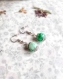 Boucles d'oreilles pendantes en perles vertes de 10 mm et calottes argentées
