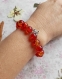 Bracelet de perles rondes rouge et jaune avec charms et breloque