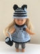 Tenue complète en tricot bleue et noire pour poupée 20 cm de type mini corolline