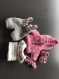 Tenue rose et grise pour poupon de 20 cm de type mini câlin de corolle, mini bébé de paola reina, poupons similaires de 20-21 cm ou 8 pouces