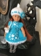 Tenue turquoise en tricot brodée pour poupée de 15 cm lori doll, mini our generation, mini american girl