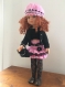 Tenue en tricot rose et noire pour poupée de 33 cm les chéries de corolle ou paola reina