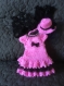 Tenue de soirée rose et noire en tricot pour poupée 33 cm les chéries de corolle