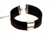 Bracelet manchette bicolore noir et marron