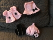 Tenue complète en tricot rose et noire pour poupée 33 cm chérie, paola ou similaire