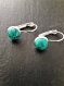 Boucles oreilles perles turquoise 8 mm argent 925
