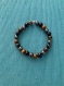 Bracelet 18.5 cm perles oeil de tigre, obsidienne et hématite
